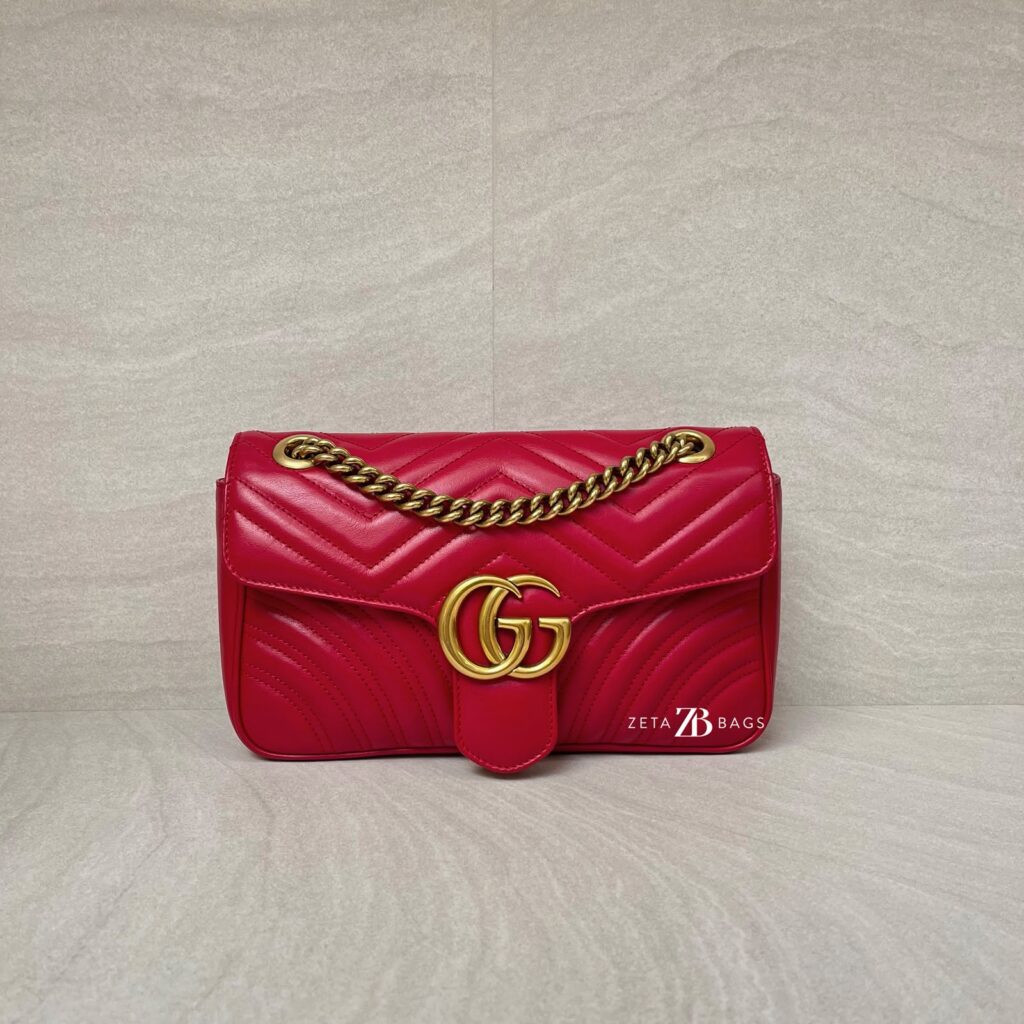 Gucci Marmont Flap Small Red GHW