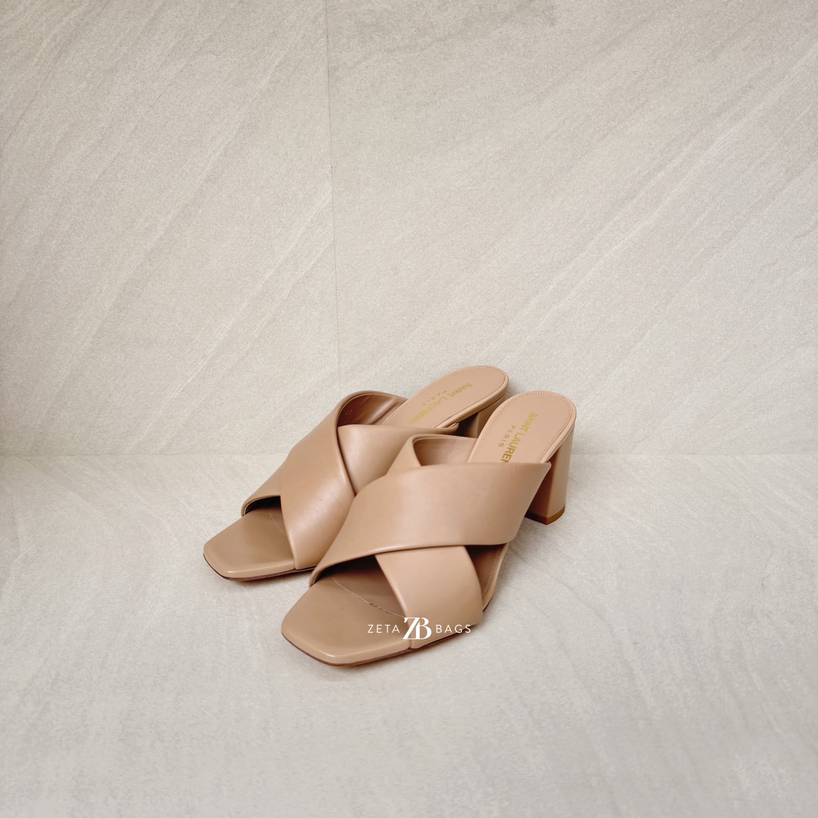 Saint Laurent Loulou Mules 70 Nude