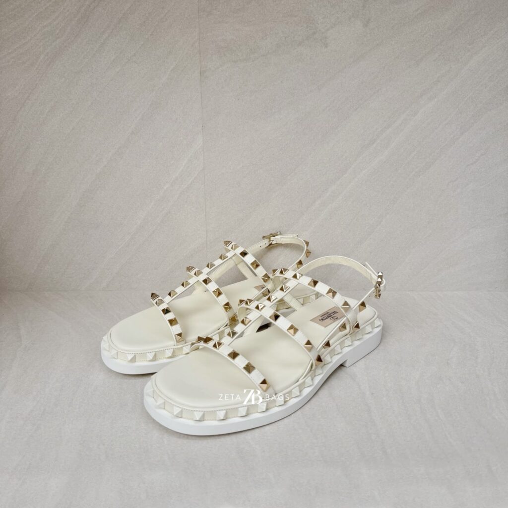 Valentino Rockstud Slingback Sandal Ivory