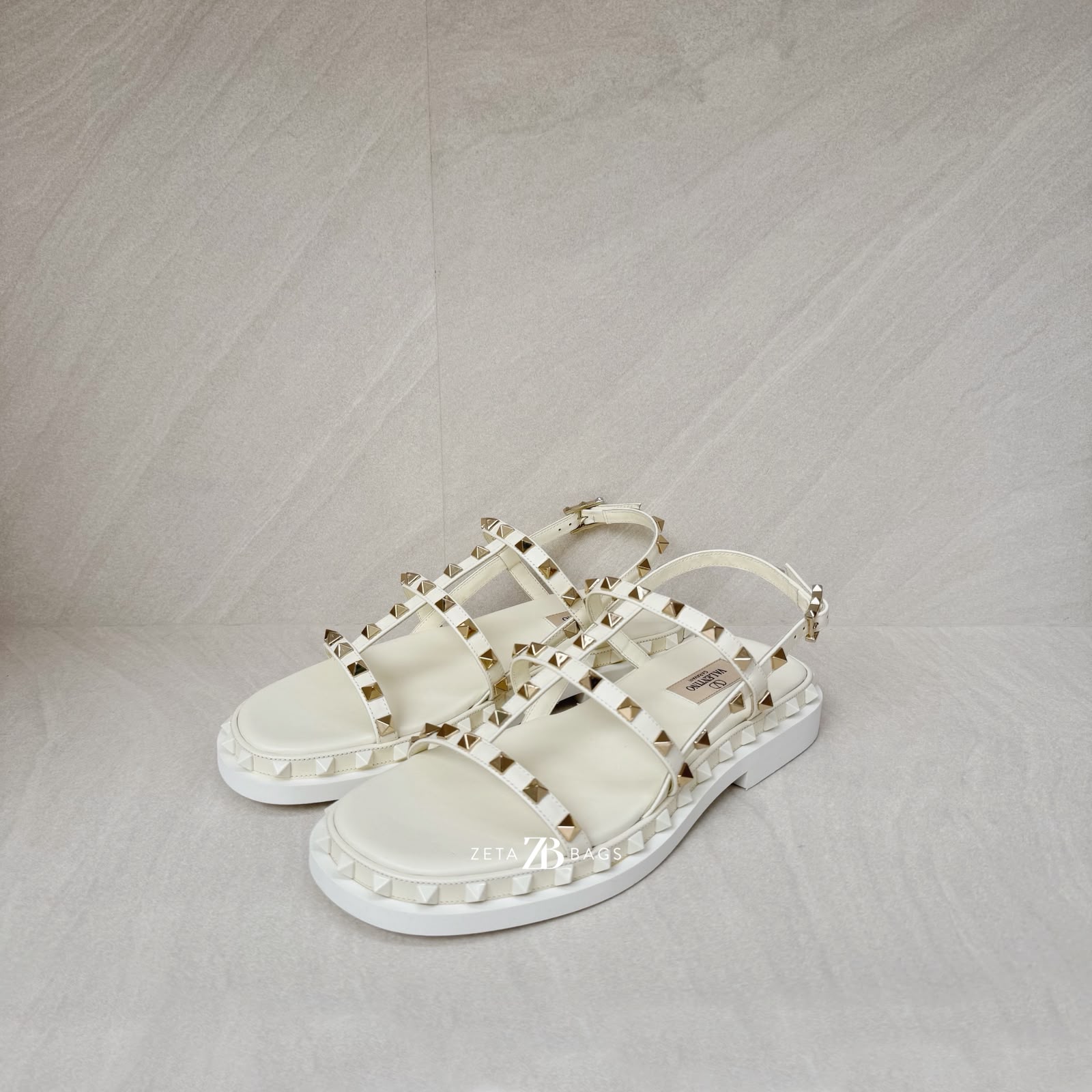 Valentino Rockstud Slingback Sandal Ivory