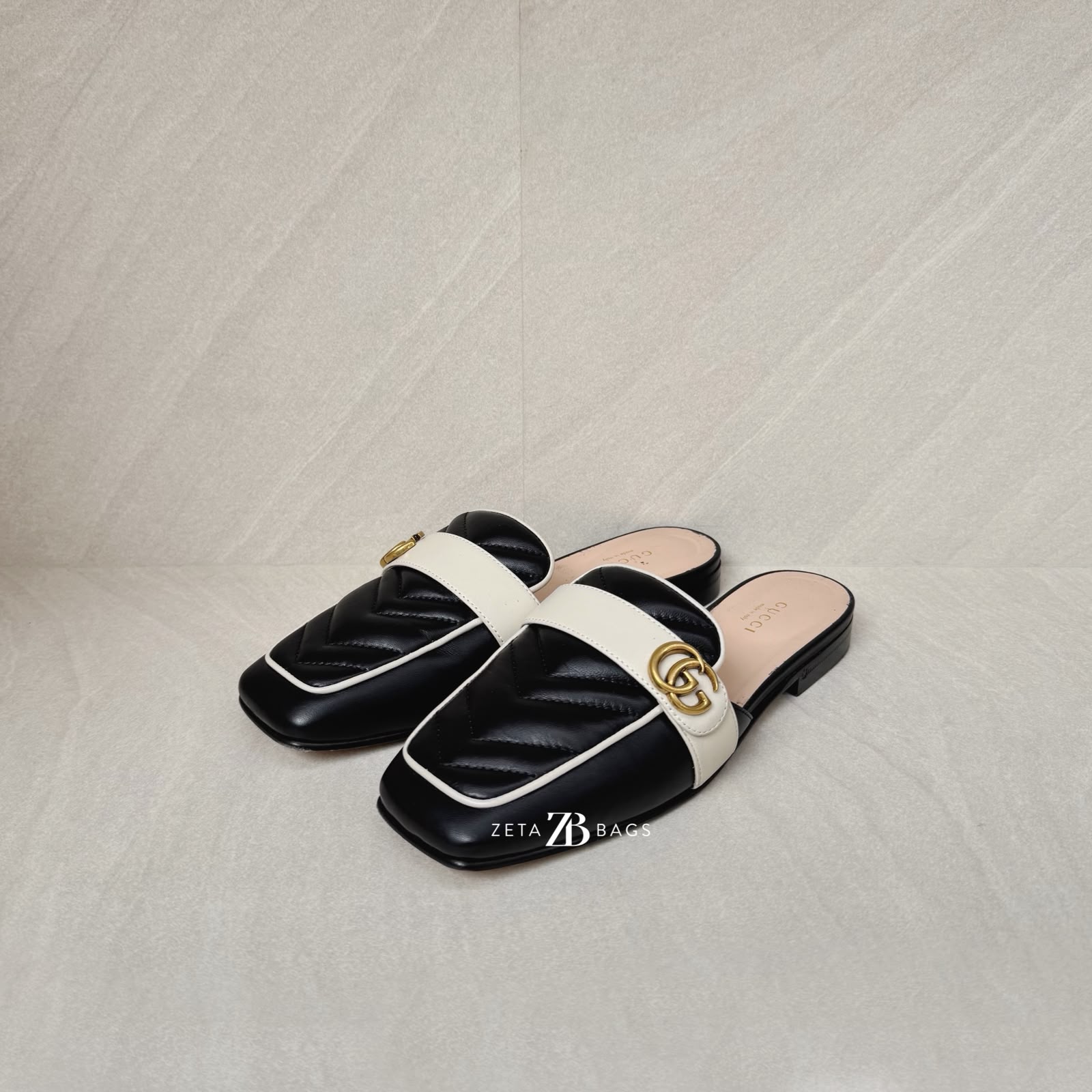 Gucci GG Slide Sandal Black White