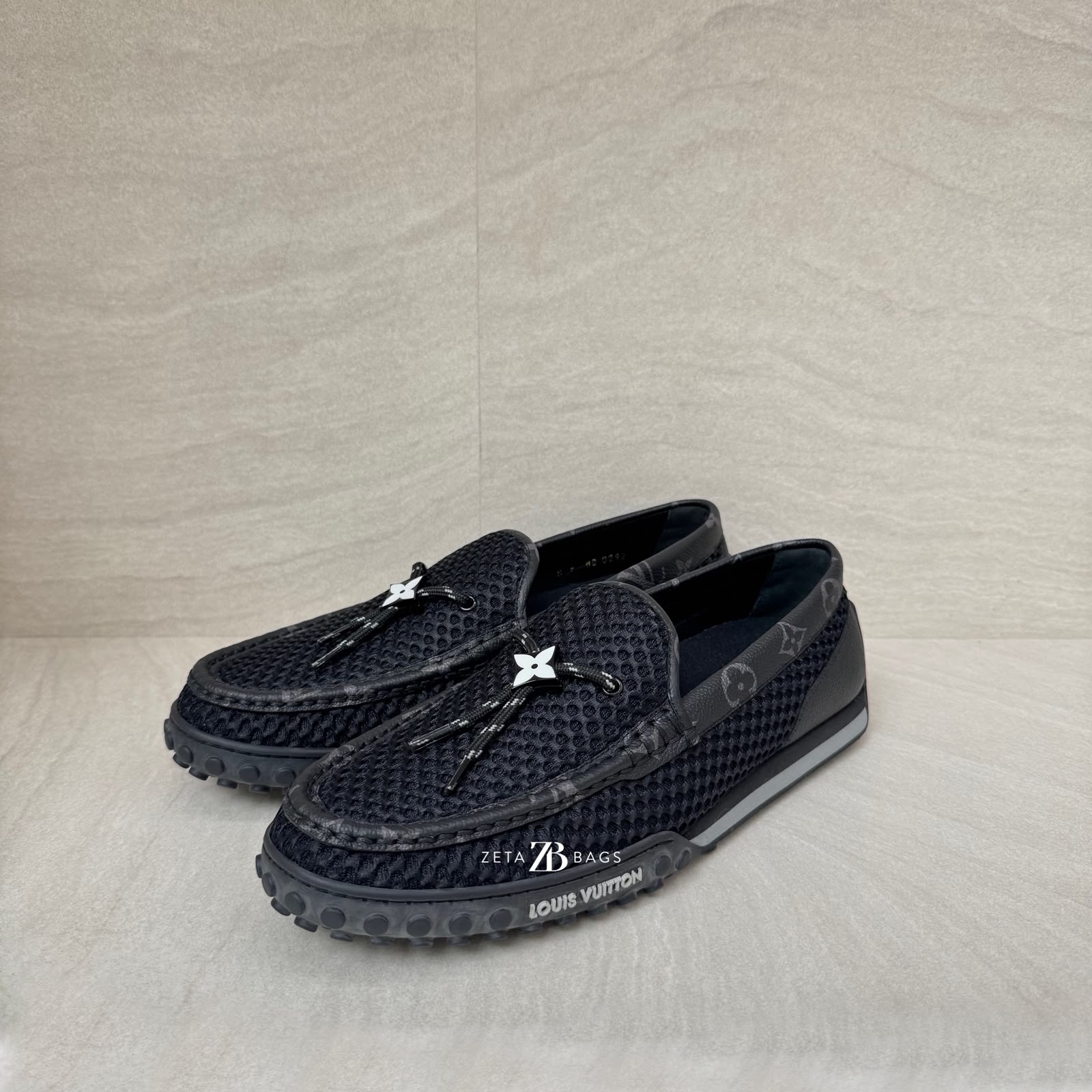 Louis Vuitton Racer Mocassin Monogram Eclipse/Mesh/Black
