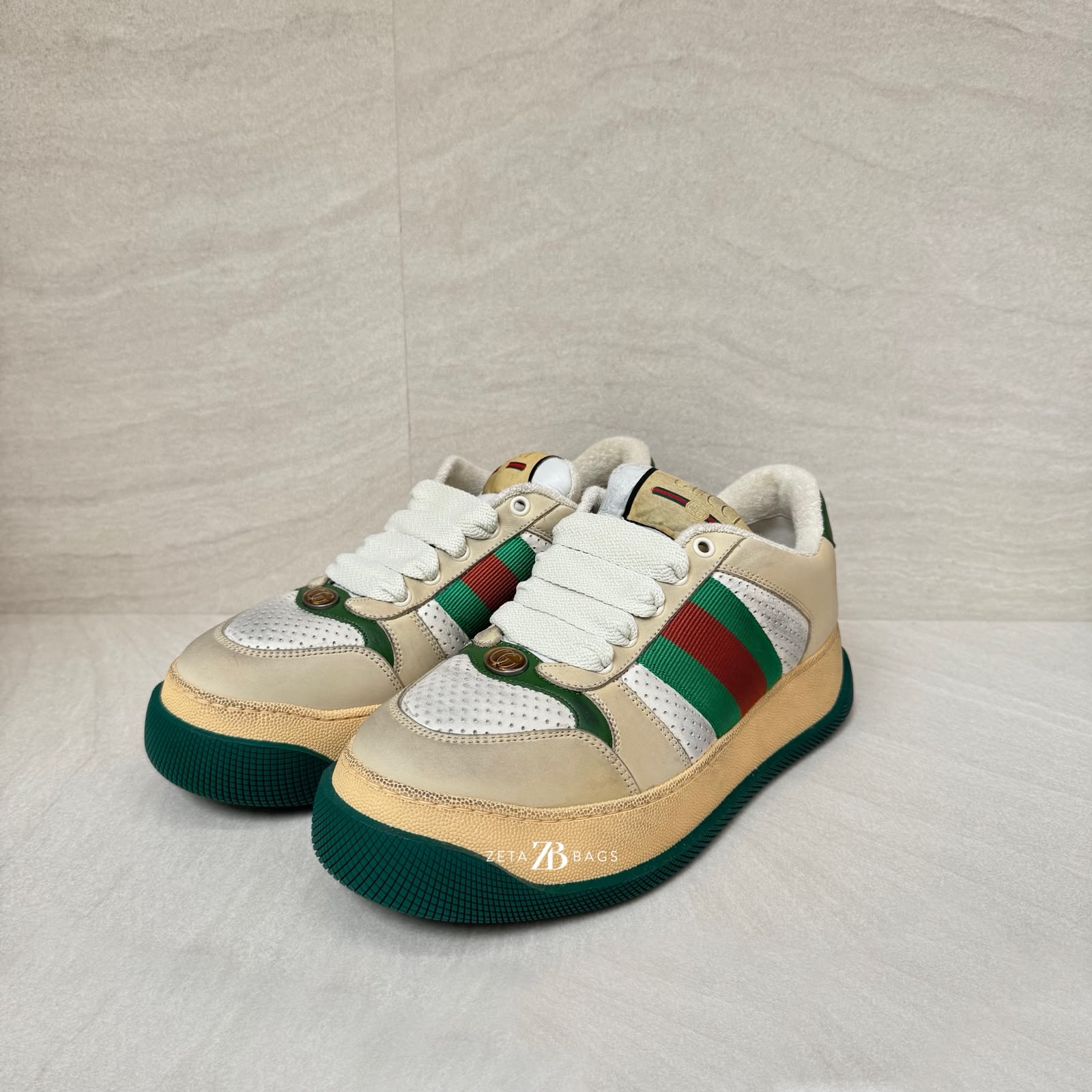 Gucci Screener Sneakers White Beige Web