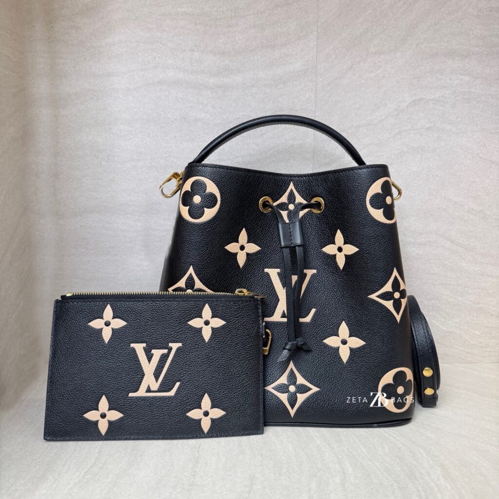 Louis Vuitton Neo Neo MM Monogram Empreinte Giant Noir Beige GHW