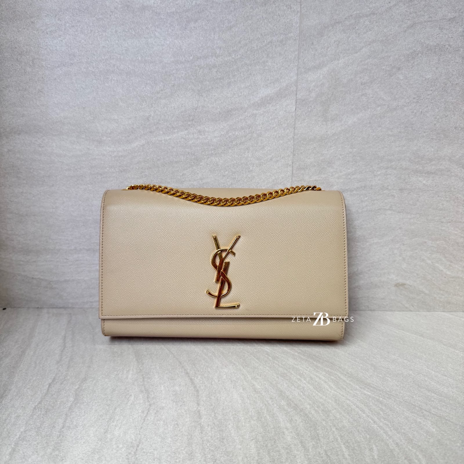 Saint Laurent Kate Medium Grained Beige GHW