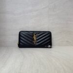 Saint Laurent Cassandre Zip Long Black Grain GHW
