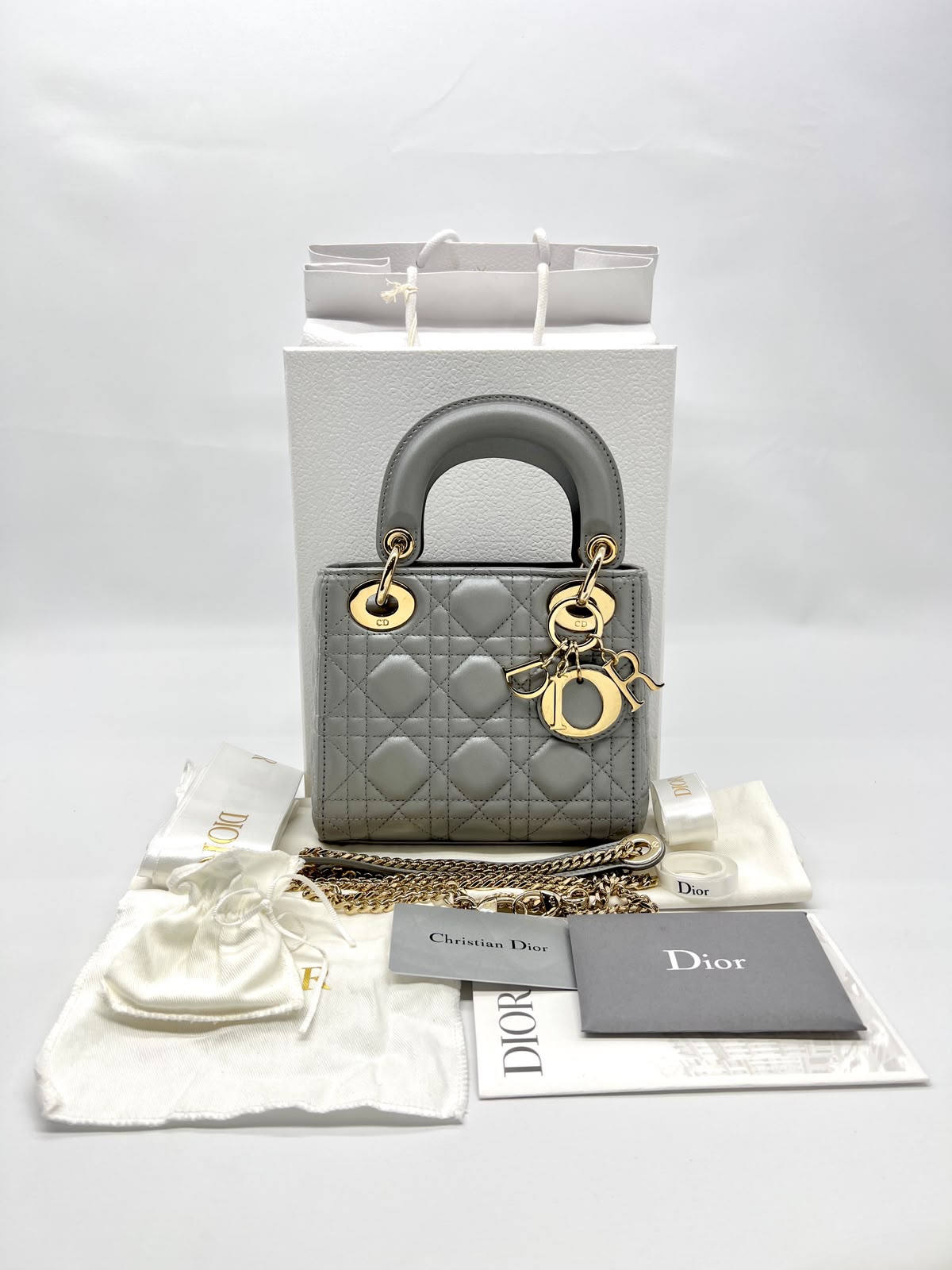Mini Lady Dior Lambskin Grey Ghw