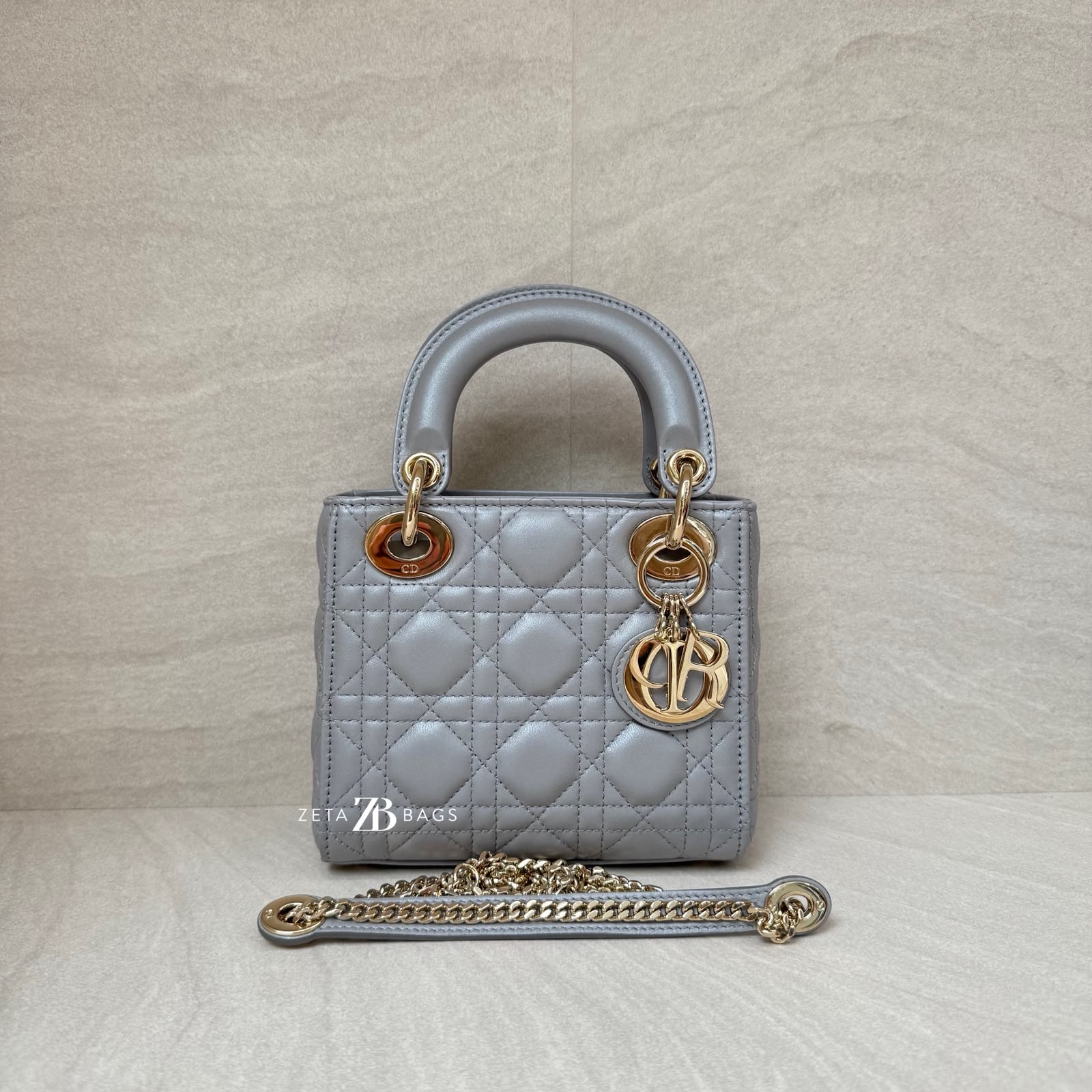 Mini Lady Dior Lambskin Grey Ghw