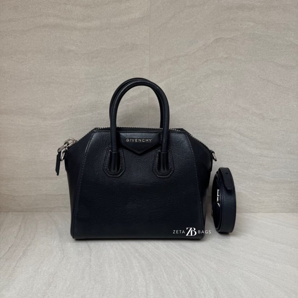 Mini Antigona Grained Black SHW