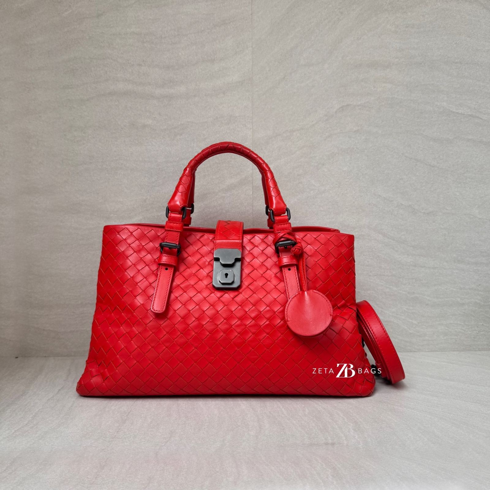 Bottega Veneta Rome Small Intrecciato Red