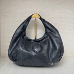 Bottega Veneta Belly Croquet Hobo Bag Phyton Black