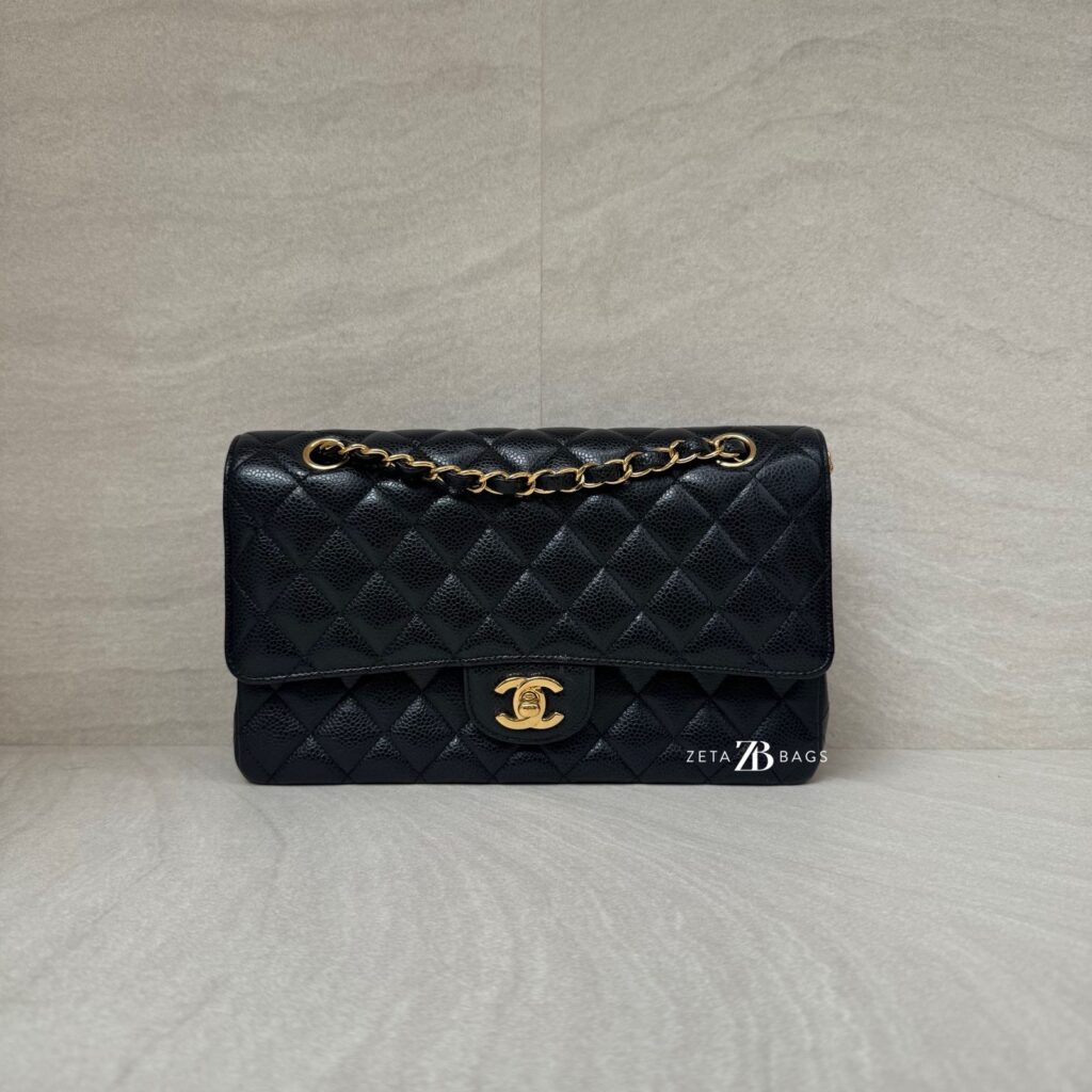Chanel Medium Classic D Flap Caviar Black GHW