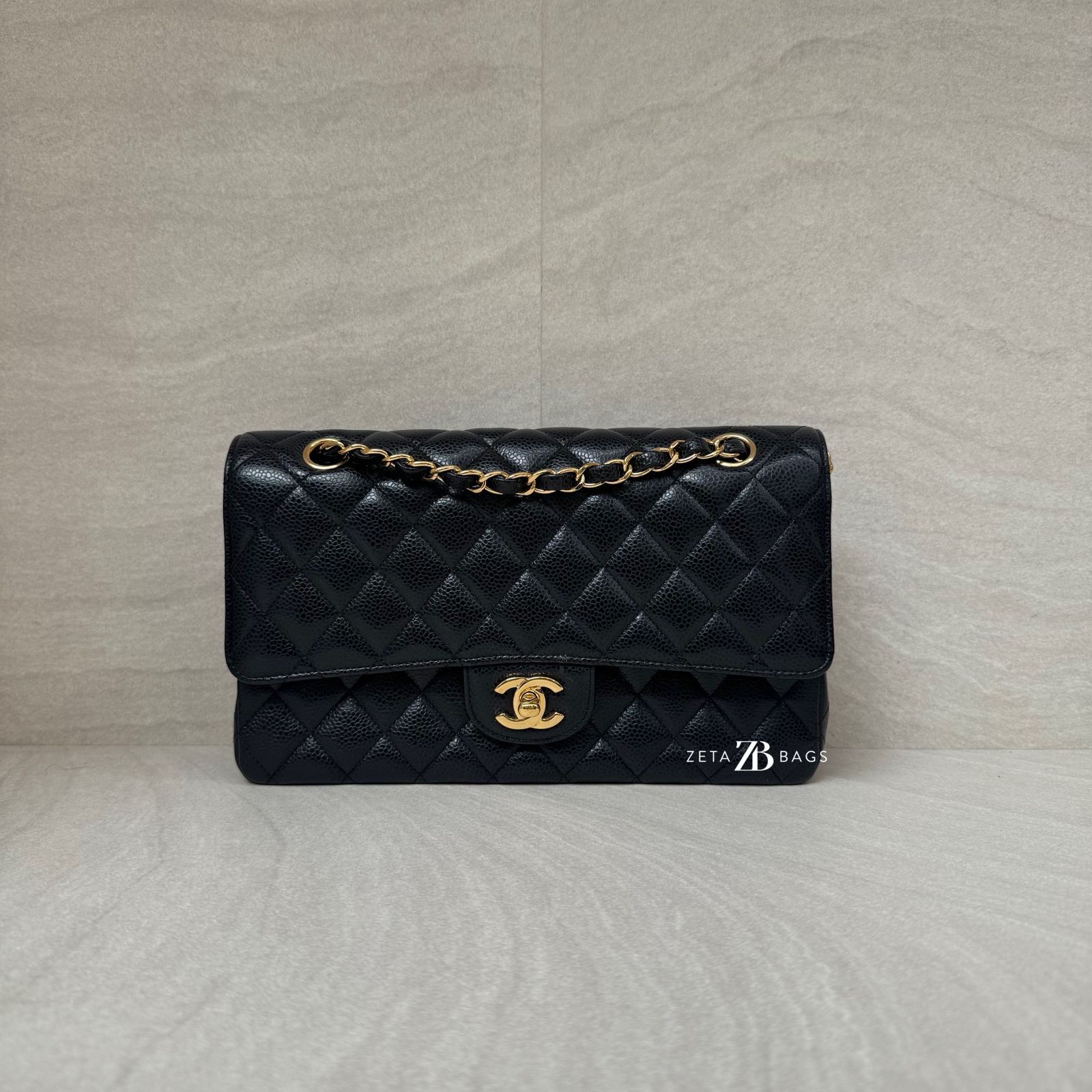 Chanel Medium Classic D Flap Caviar Black GHW