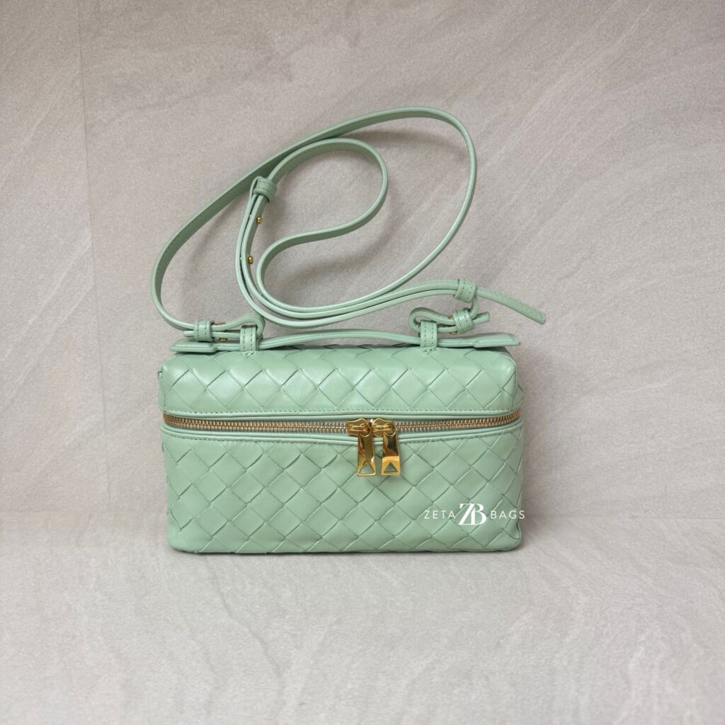 Bottega Veneta Bang Bang Vanity Case Intercciato Green GHW