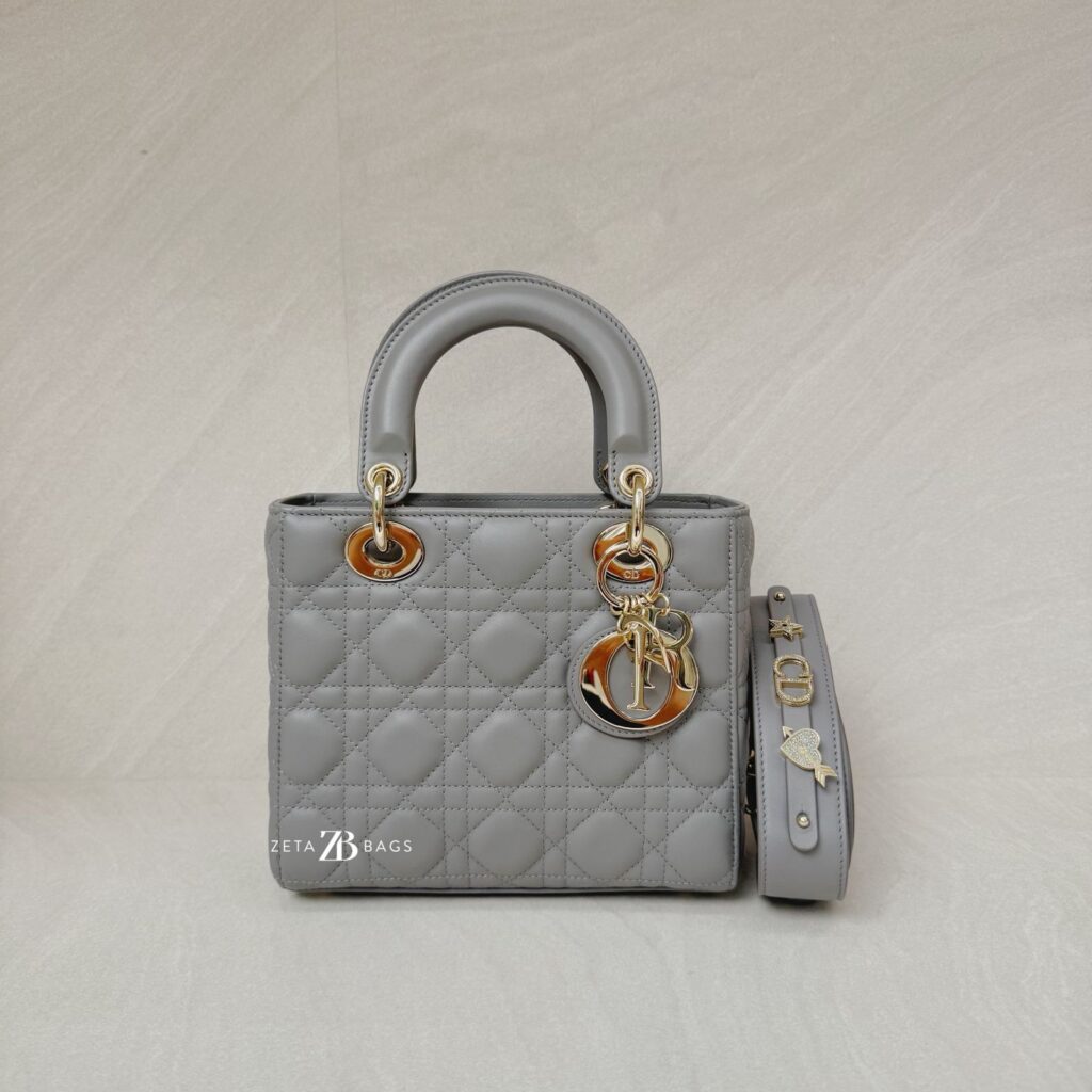 Dior Lady Dior Small Lambskin Grey GHW