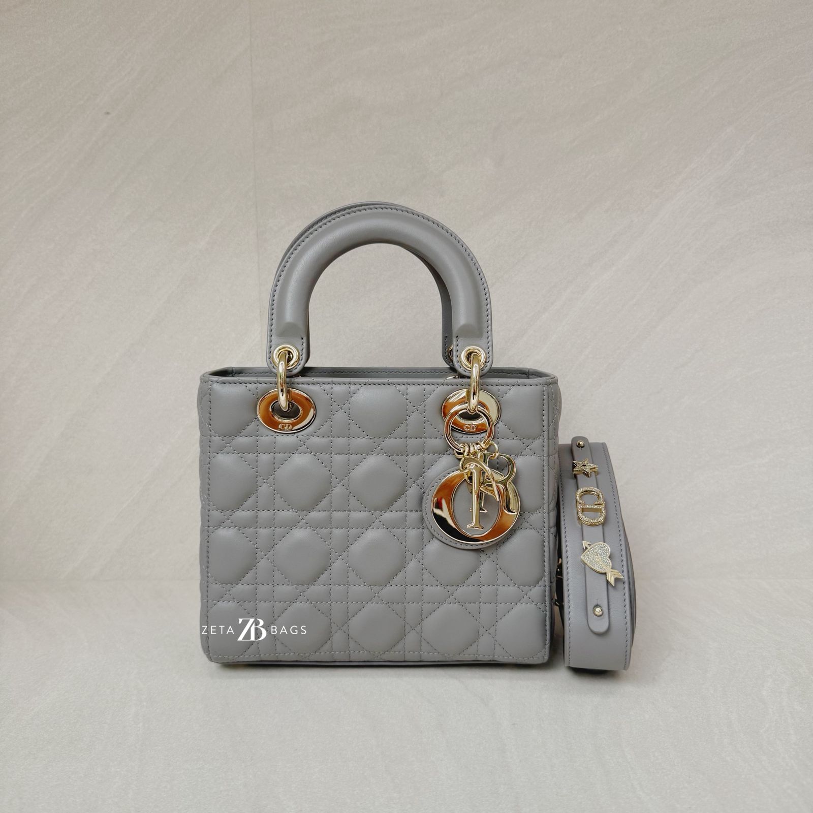 Dior Lady Dior Small Lambskin Grey GHW