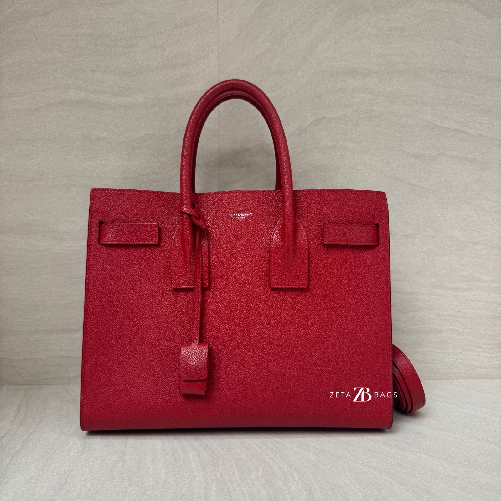 Saint Laurent SAC De Jour Grained Red SHW