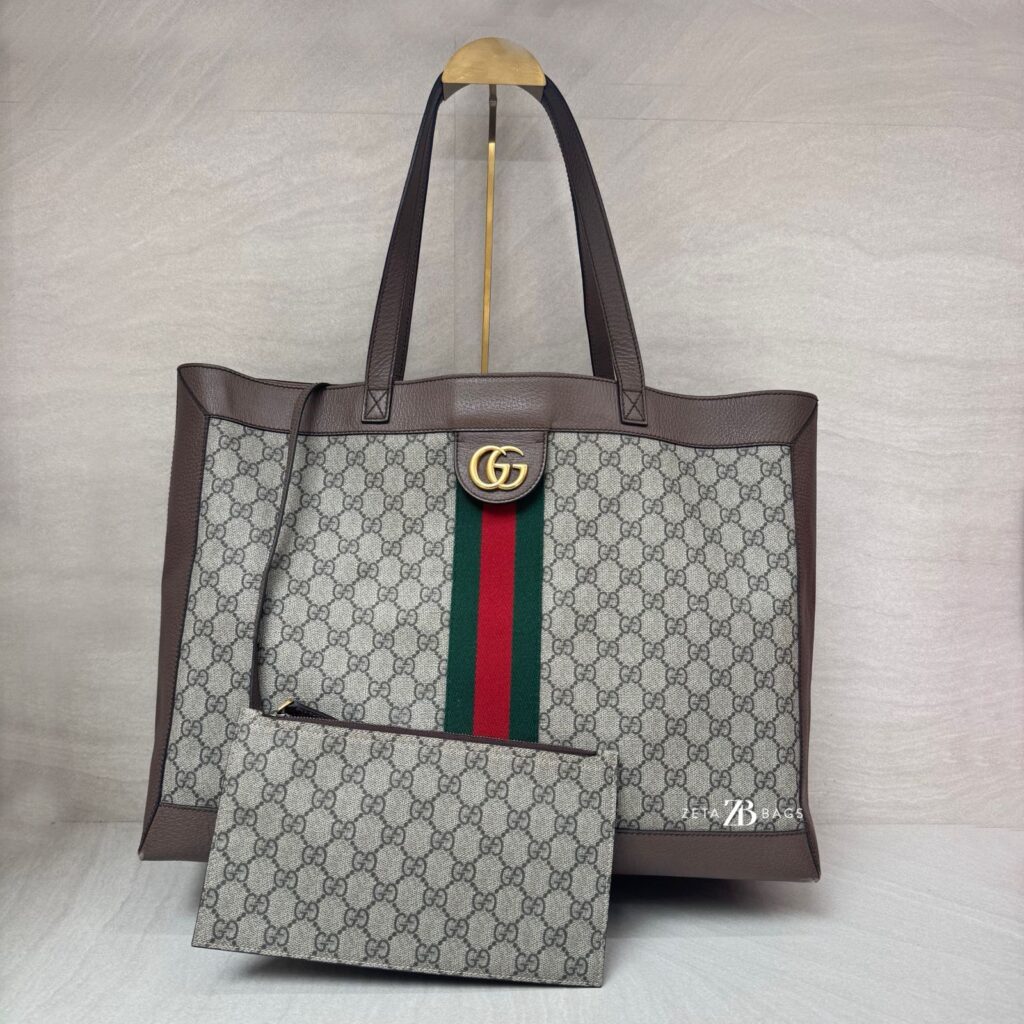 Gucci Ophidia Soft Tote Bag GG Supreme Brown GHW