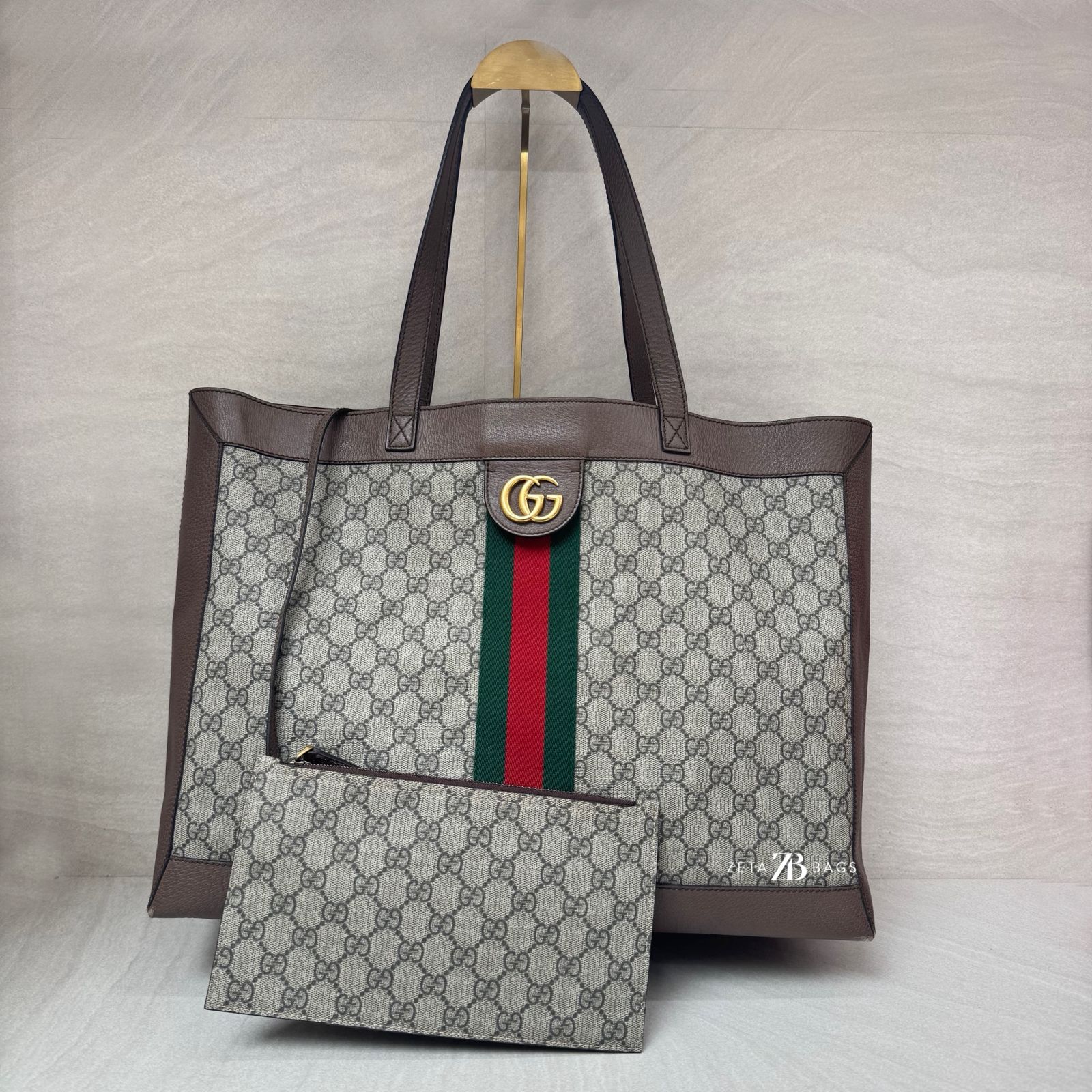 Gucci Ophidia Soft Tote Bag GG Supreme Brown GHW