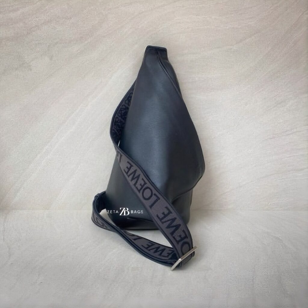 Loewe Anton Sling Logo Debossed Leather Black SHW