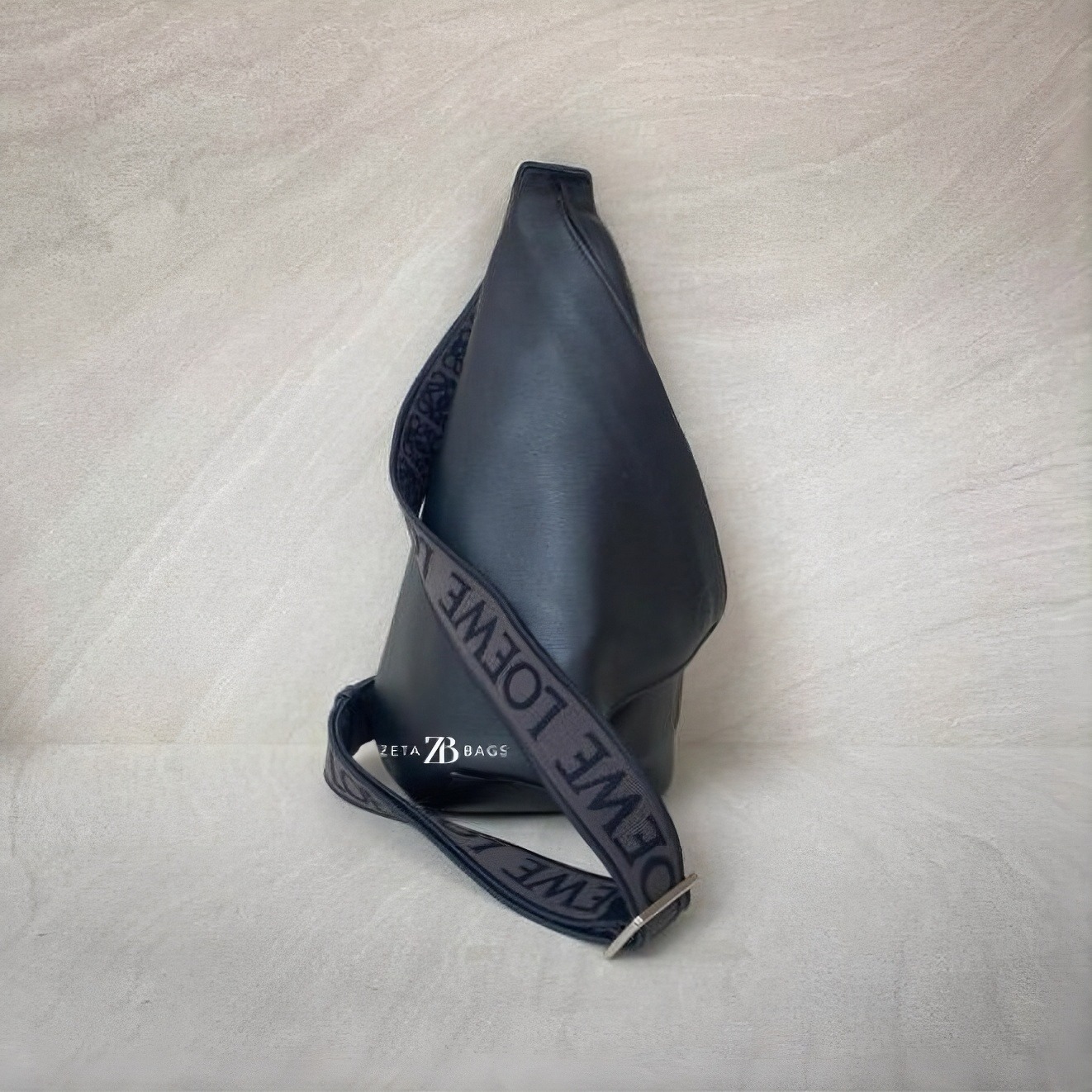 Loewe Anton Sling Logo Debossed Leather Black SHW