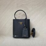 Prada Pannier Bucket Bag Saffiano Cuir Nero/Fuoco