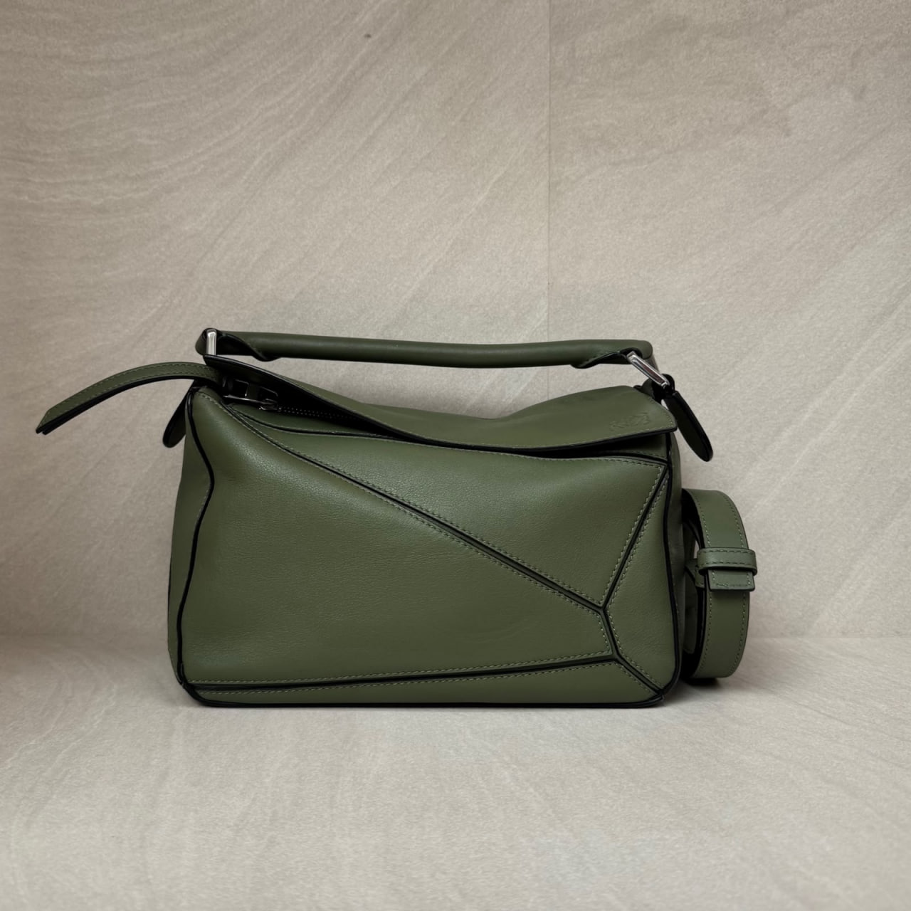 Loewe Puzzle Small Calfskin Avocado Silver Hardware