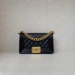Chanel Boy 20 Caviar Black Gold Hardware