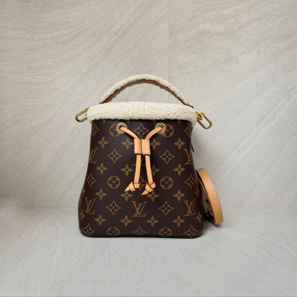 Louis Vuitton Neo Noe BB Monogram Shearling Cozygram With Chip