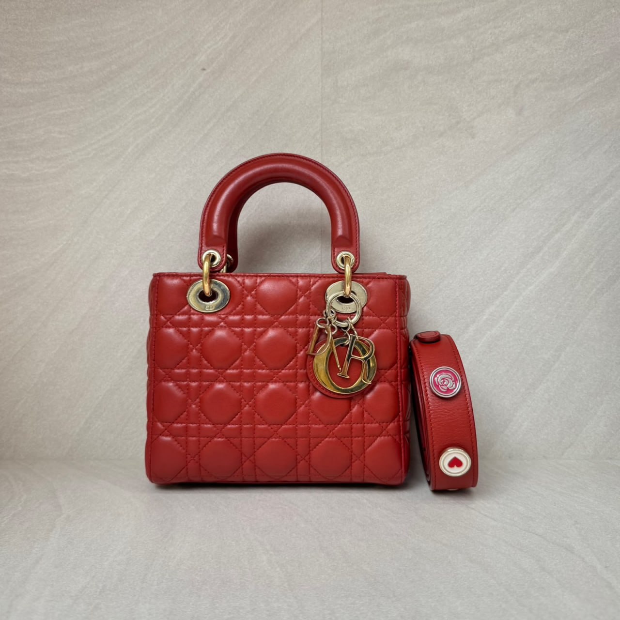 Dior Lady D Small Lambskin Red Gold Hardware