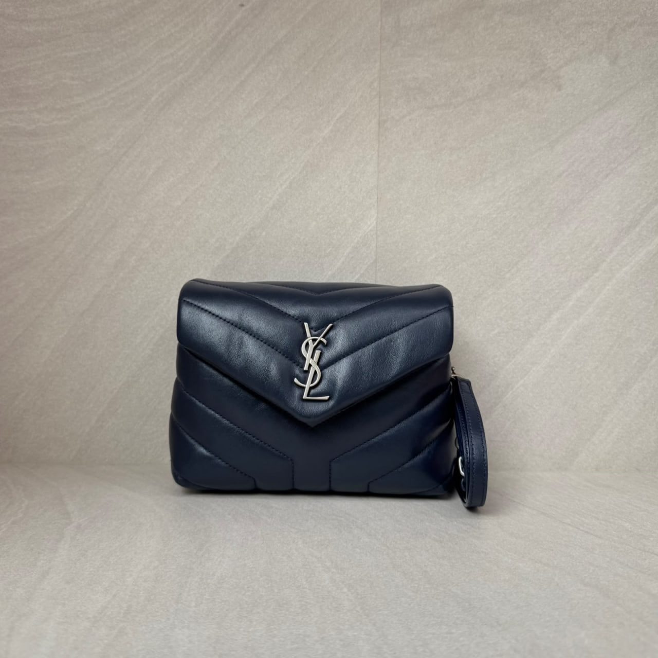 Saint Laurent Lou Loy Toy Lambskin Navy Silver Hardware