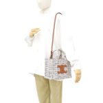 Celine Small Cabas Canvas White Tan Logo GHW