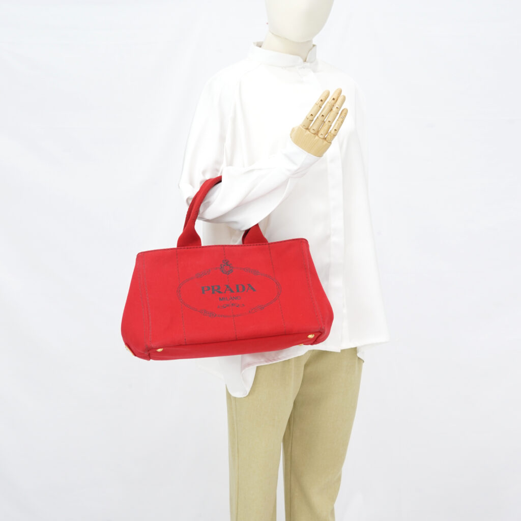 Prada Canapa Shopping Tote Canvas Rosso GHW