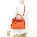 Hermes Kelly 28 Epsom Orange GHW