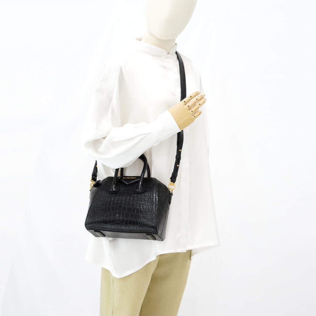 Givenchy Mini Antigona Embossed Croco Black GHW