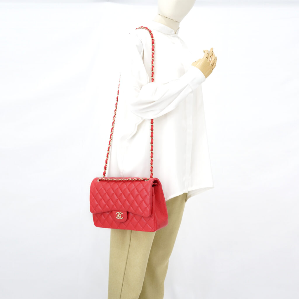 Chanel Jumbo Classic D Flap Caviar Red GHW