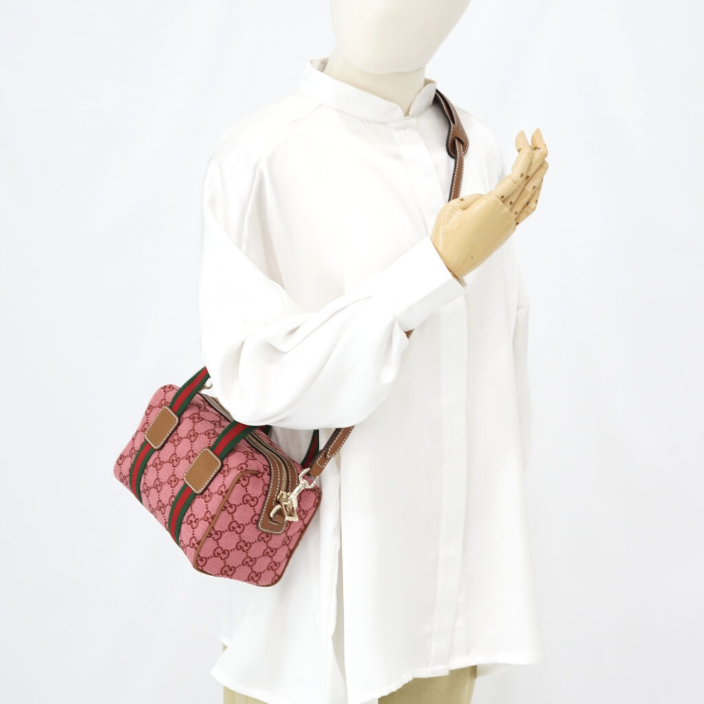 Gucci Mini Boston Bag GG Canvas Pink Brown