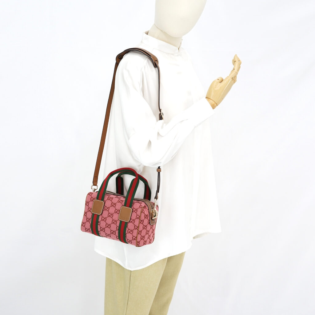 Gucci Mini Boston Bag GG Canvas Pink Brown