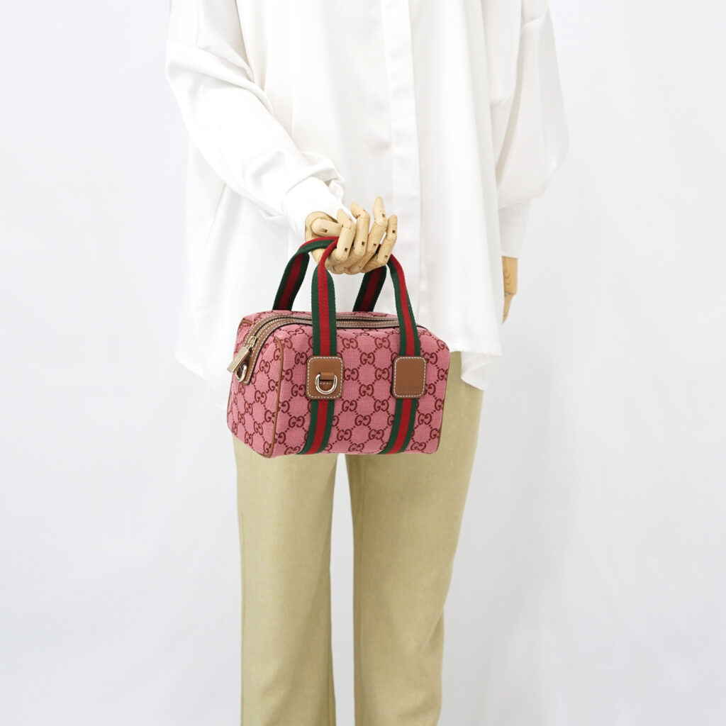 Gucci Mini Boston Bag GG Canvas Pink Brown