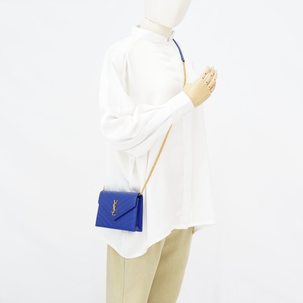 Saint Laurent WOC 19 Grained Blue GHW
