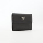 Prada Trifold Wallet Saffiano Black SHW
