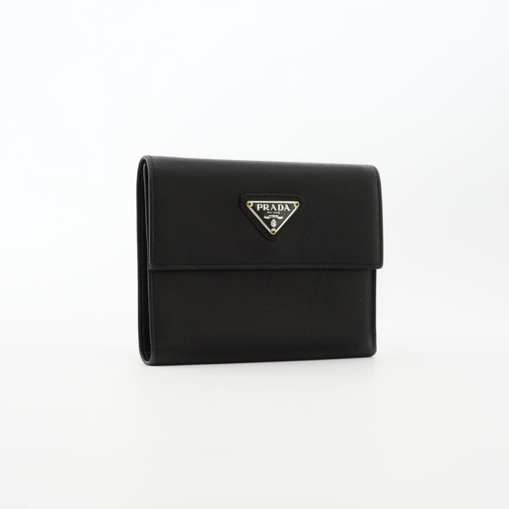 Prada Trifold Wallet Saffiano Black SHW
