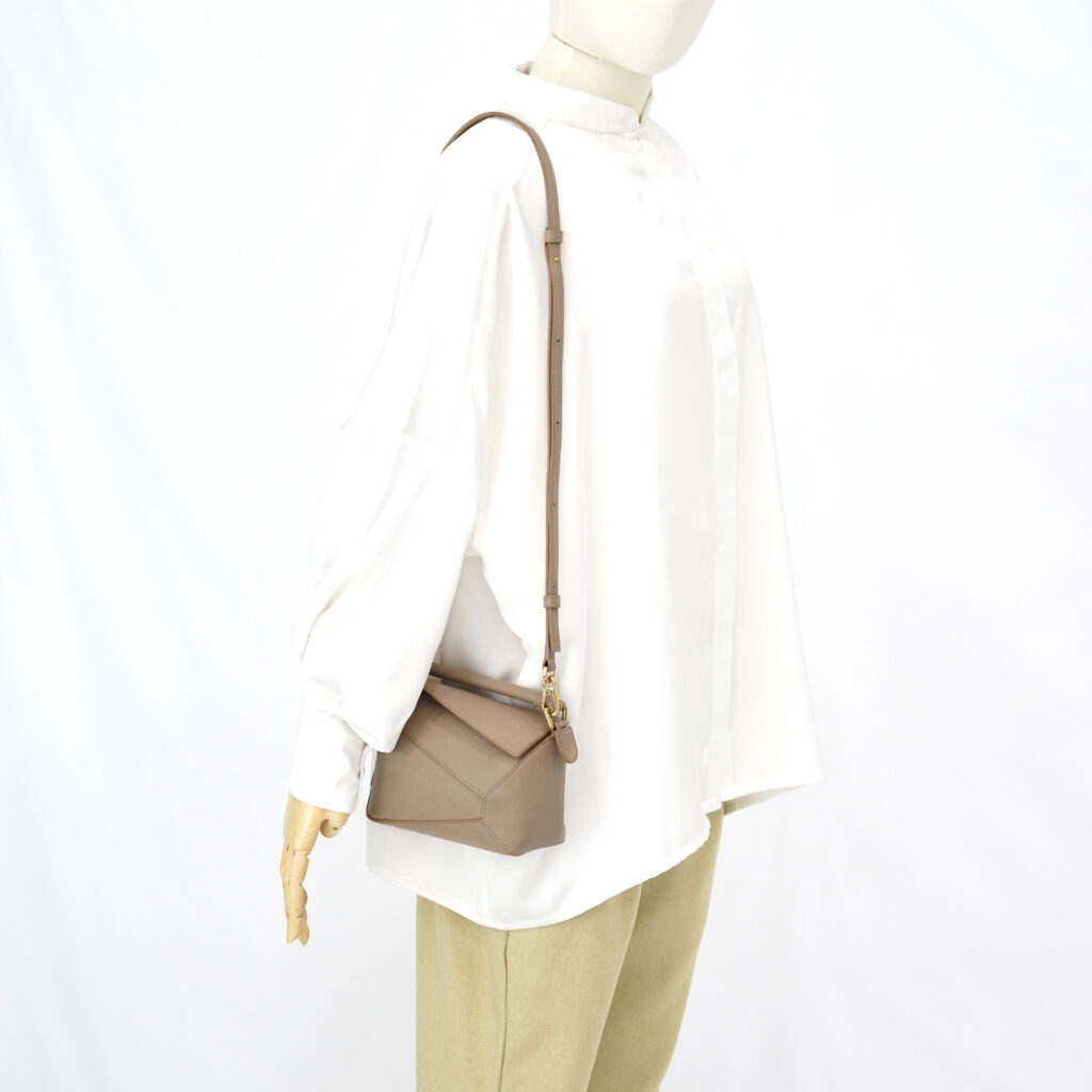 Loewe Mini Puzzle Edge Grained Taupe GHW