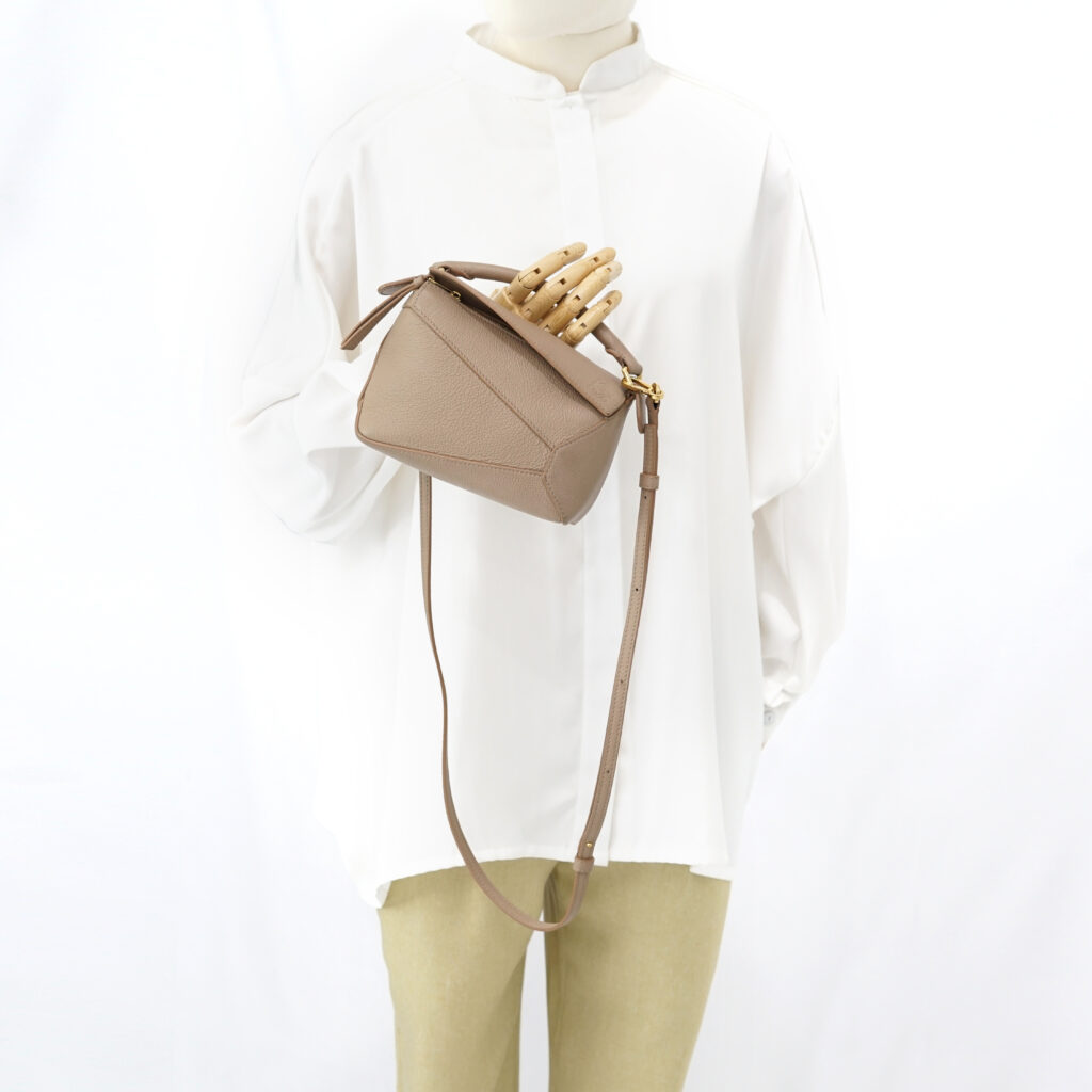 Loewe Mini Puzzle Edge Grained Taupe GHW
