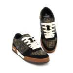 Fendi Match Trainers Sneakers FF Canvas/Suede Black/Brown