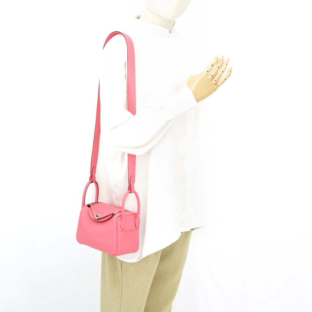 Hermes Mini Lindy Clemence Rose Azalee PHW