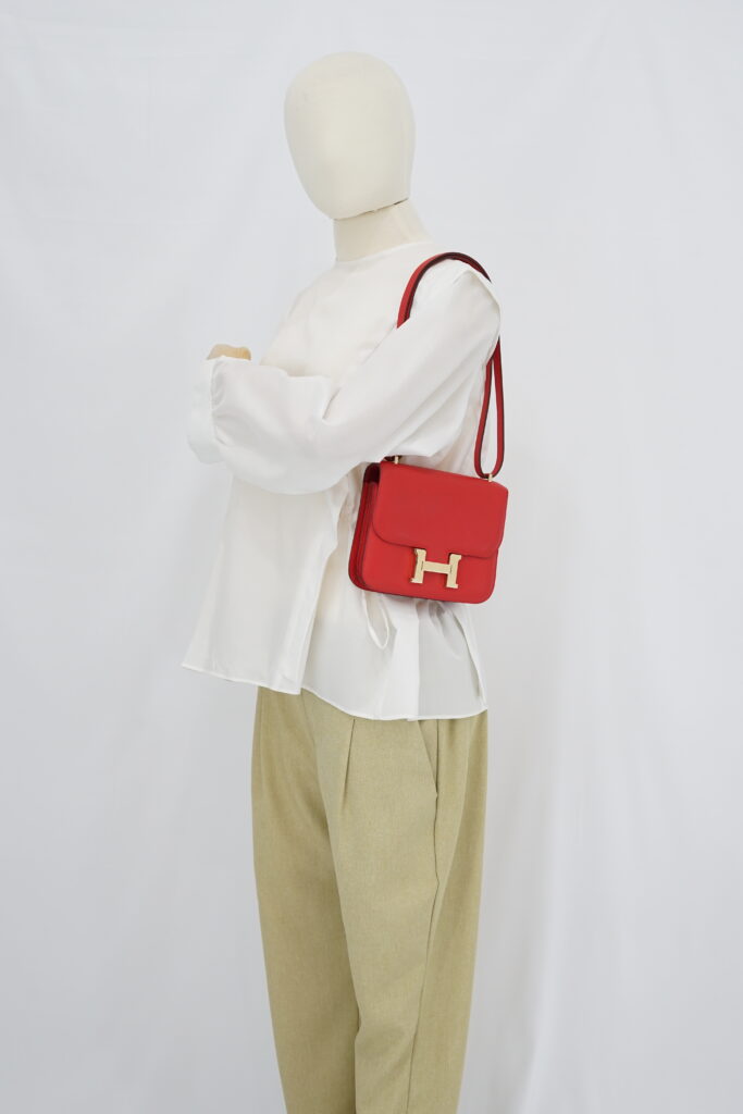 Hermes Constance 18 Evercolor Rouge De Coeur/Rouge VIF PBHW
