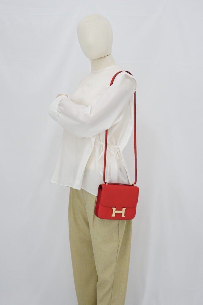 Hermes Constance 18 Evercolor Rouge De Coeur/Rouge VIF PBHW