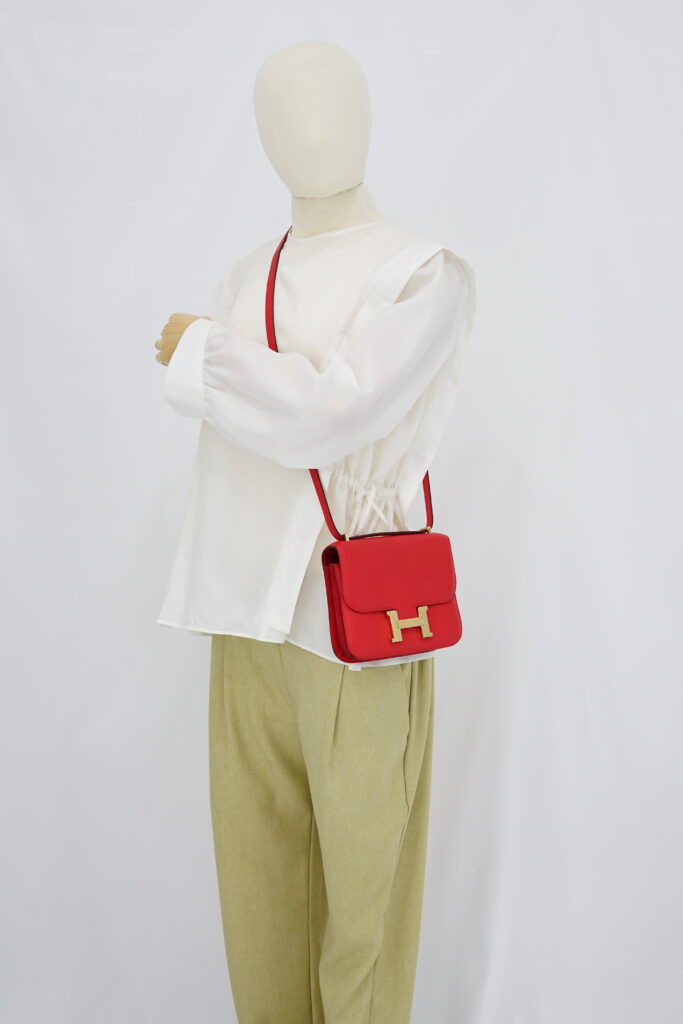 Hermes Constance 18 Evercolor Rouge De Coeur/Rouge VIF PBHW