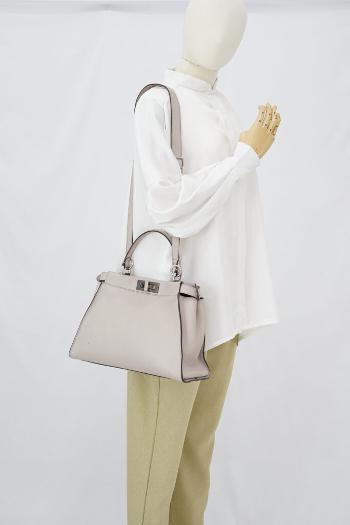 Fendi Peekaboo Medium Light Grey Bordeaux SHW